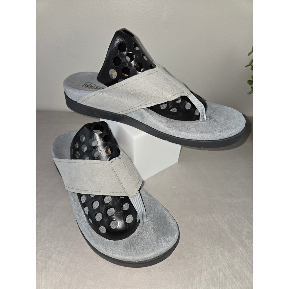 Spenco Women Gray Suede Flip Flop Sandals Comfort Orthotic Size 9